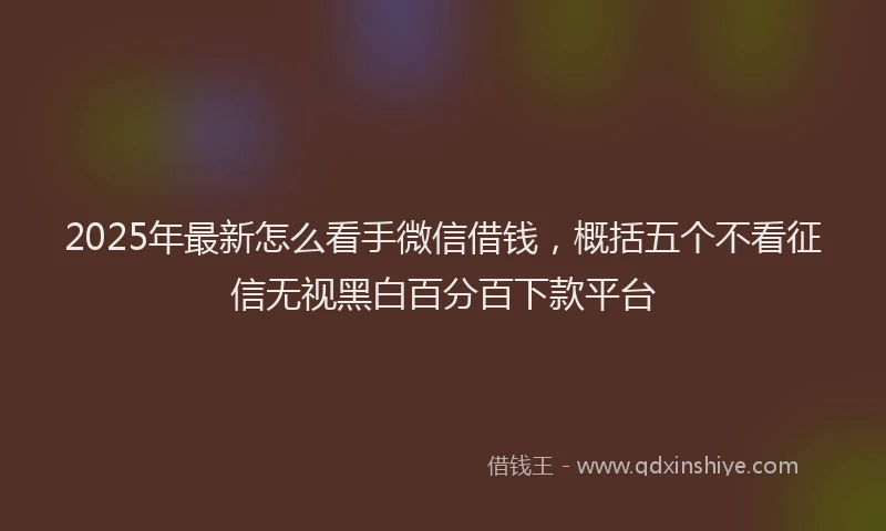 2025年最新怎么看手微信借钱，概括五个不看征信无视黑白百分百下款平台