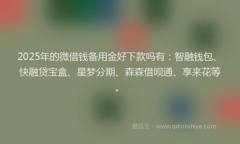 2025年的微借钱备用金好下款吗有：智融钱包、快融贷宝盒、星梦分期、森森借呗通、享来花等。