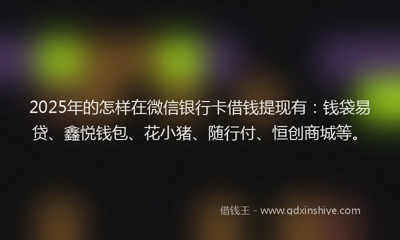 2025年的怎样在微信银行卡借钱提现有：钱袋易贷、鑫悦钱包、花小猪、随行付、恒创商城等。