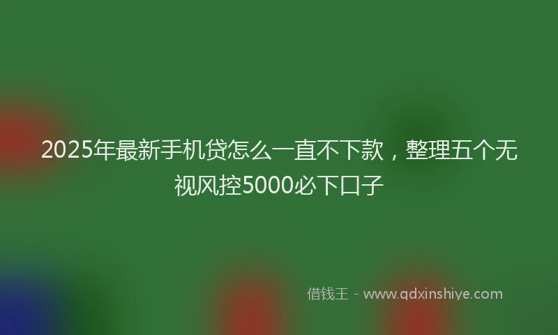 2025年最新手机贷怎么一直不下款，整理五个无视风控5000必下口子
