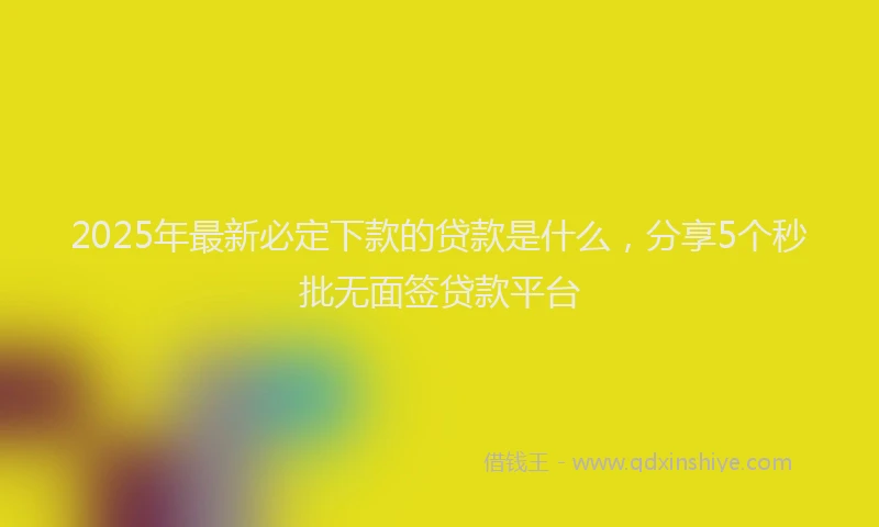 2025年最新必定下款的贷款是什么，分享5个秒批无面签贷款平台