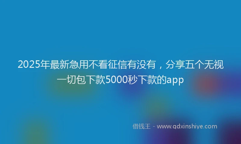 2025年最新急用不看征信有没有，分享五个无视一切包下款5000秒下款的app