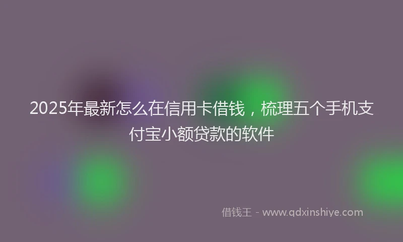 2025年最新怎么在信用卡借钱，梳理五个手机支付宝小额贷款的软件