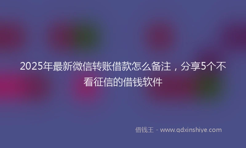 2025年最新微信转账借款怎么备注，分享5个不看征信的借钱软件