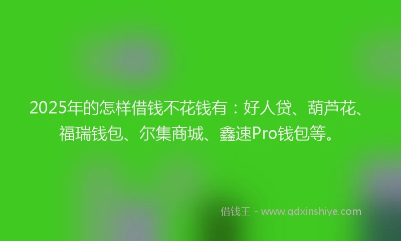 2025年的怎样借钱不花钱有：好人贷、葫芦花、福瑞钱包、尔集商城、鑫速Pro钱包等。