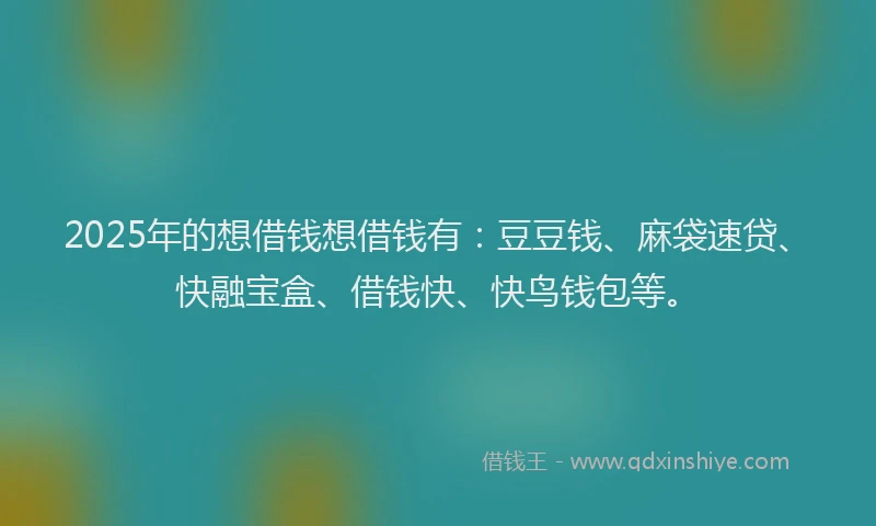 2025年的想借钱想借钱有：豆豆钱、麻袋速贷、快融宝盒、借钱快、快鸟钱包等。