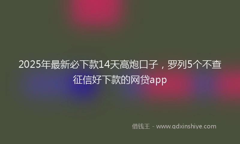 2025年最新必下款14天高炮口子，罗列5个不查征信好下款的网贷app