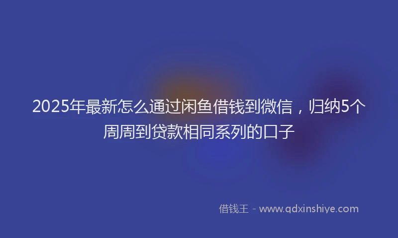 2025年最新怎么通过闲鱼借钱到微信，归纳5个周周到贷款相同系列的口子