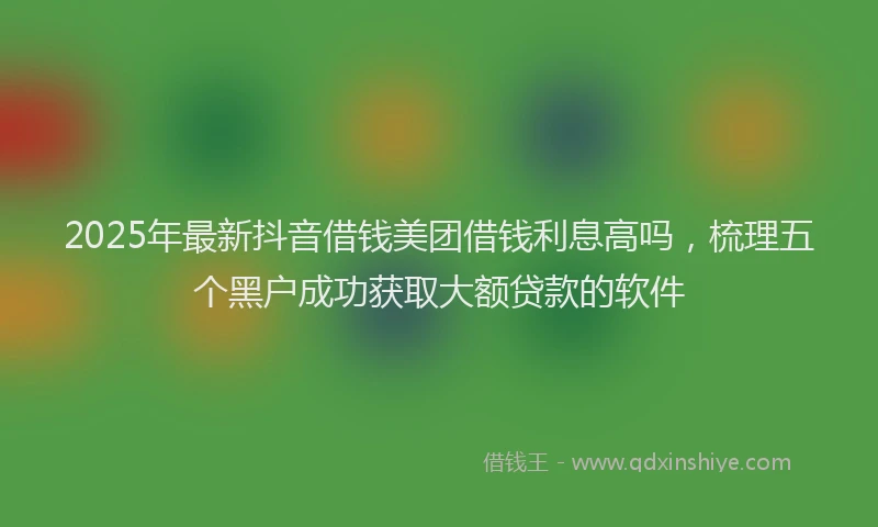 2025年最新抖音借钱美团借钱利息高吗，梳理五个黑户成功获取大额贷款的软件