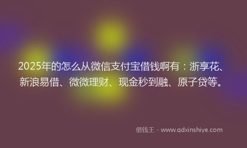 2025年的怎么从微信支付宝借钱啊有：浙享花、新浪易借、微微理财、现金秒到融、原子贷等。