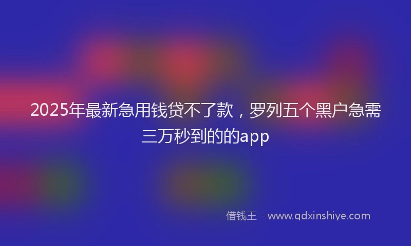 2025年最新急用钱贷不了款，罗列五个黑户急需三万秒到的的app