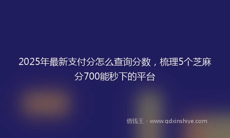 2025年最新支付分怎么查询分数，梳理5个芝麻分700能秒下的平台