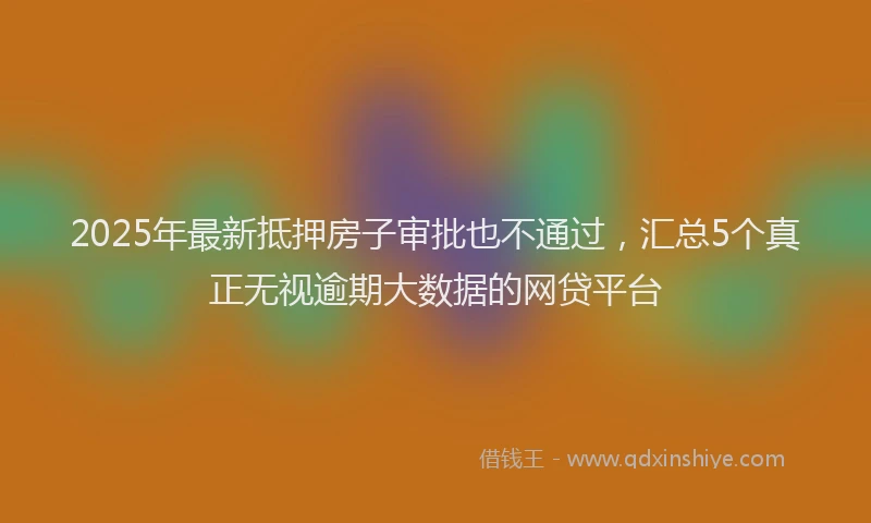 2025年最新抵押房子审批也不通过，汇总5个真正无视逾期大数据的网贷平台