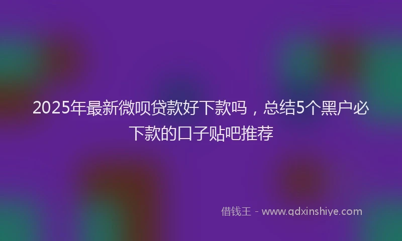 2025年最新微呗贷款好下款吗，总结5个黑户必下款的口子贴吧推荐