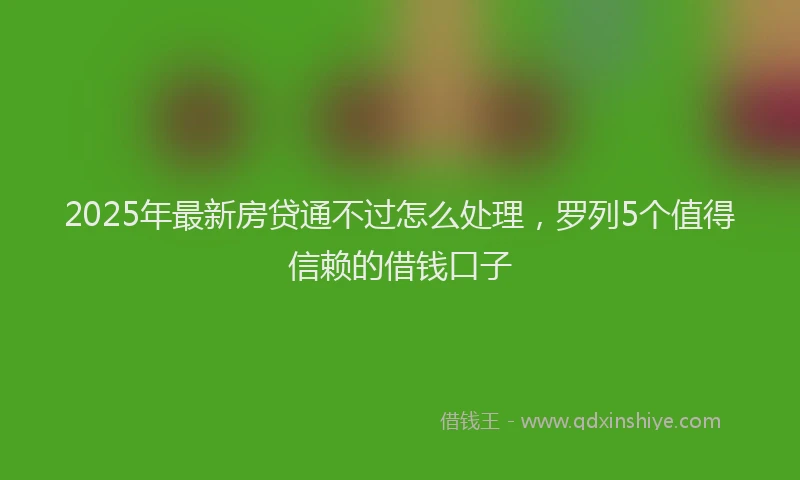 2025年最新房贷通不过怎么处理，罗列5个值得信赖的借钱口子
