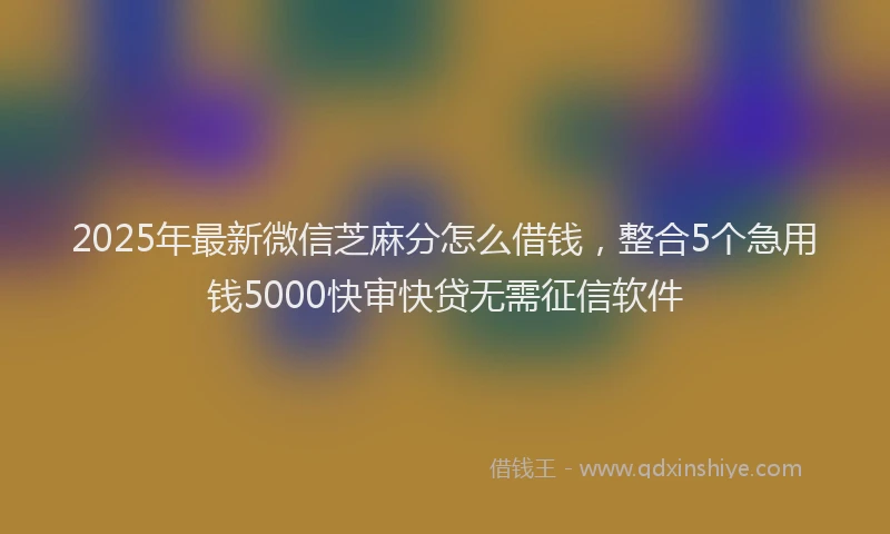 2025年最新微信芝麻分怎么借钱，整合5个急用钱5000快审快贷无需征信软件
