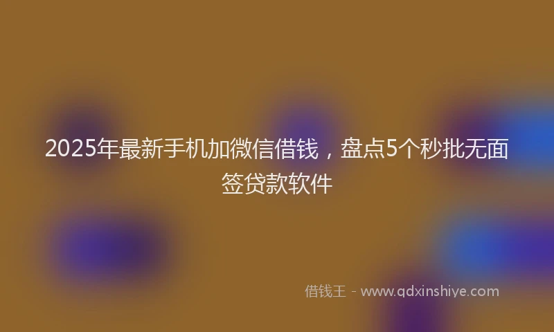 2025年最新手机加微信借钱，盘点5个秒批无面签贷款软件