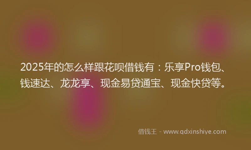 2025年的怎么样跟花呗借钱有：乐享Pro钱包、钱速达、龙龙享、现金易贷通宝、现金快贷等。