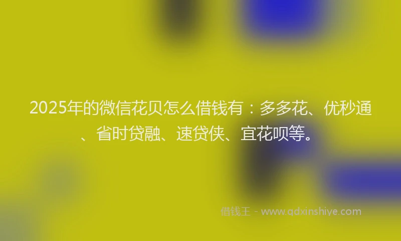 2025年的微信花贝怎么借钱有：多多花、优秒通、省时贷融、速贷侠、宜花呗等。