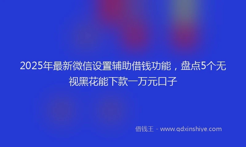 2025年最新微信设置辅助借钱功能，盘点5个无视黑花能下款一万元口子