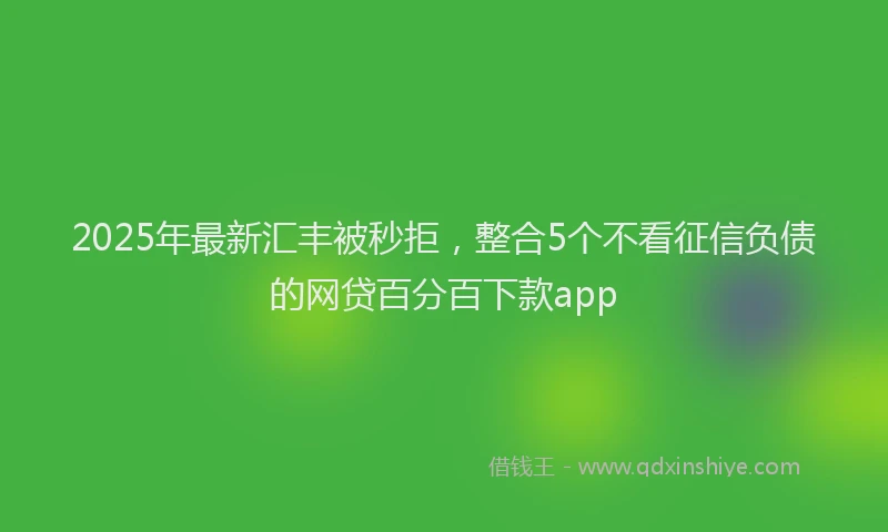 2025年最新汇丰被秒拒，整合5个不看征信负债的网贷百分百下款app