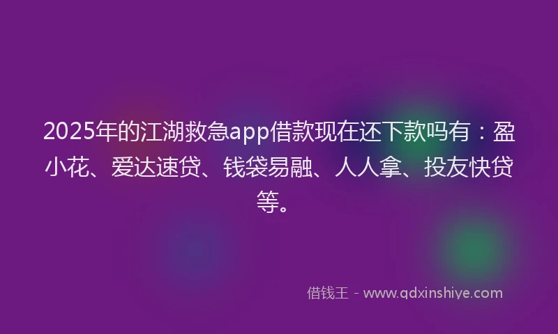 2025年的江湖救急app借款现在还下款吗有：盈小花、爱达速贷、钱袋易融、人人拿、投友快贷等。
