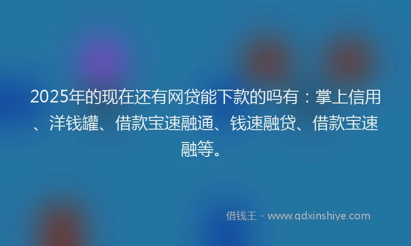 2025年的现在还有网贷能下款的吗有：掌上信用、洋钱罐、借款宝速融通、钱速融贷、借款宝速融等。