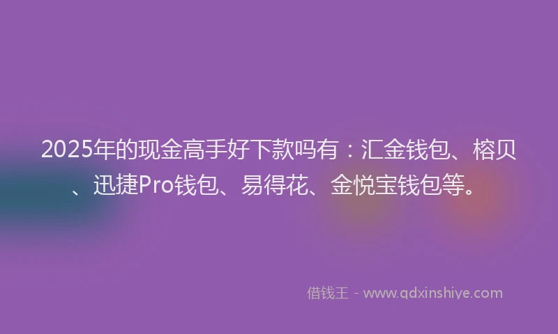 2025年的现金高手好下款吗有：汇金钱包、榕贝、迅捷Pro钱包、易得花、金悦宝钱包等。