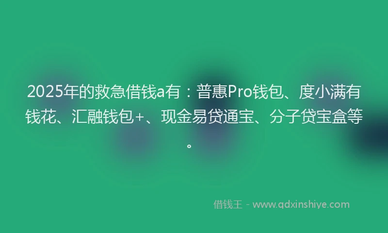 2025年的救急借钱a有：普惠Pro钱包、度小满有钱花、汇融钱包+、现金易贷通宝、分子贷宝盒等。