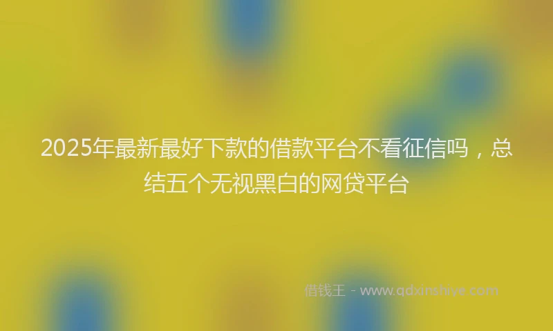 2025年最新最好下款的借款平台不看征信吗，总结五个无视黑白的网贷平台