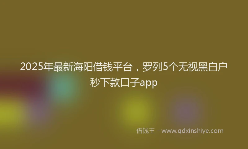 2025年最新海阳借钱平台，罗列5个无视黑白户秒下款口子app
