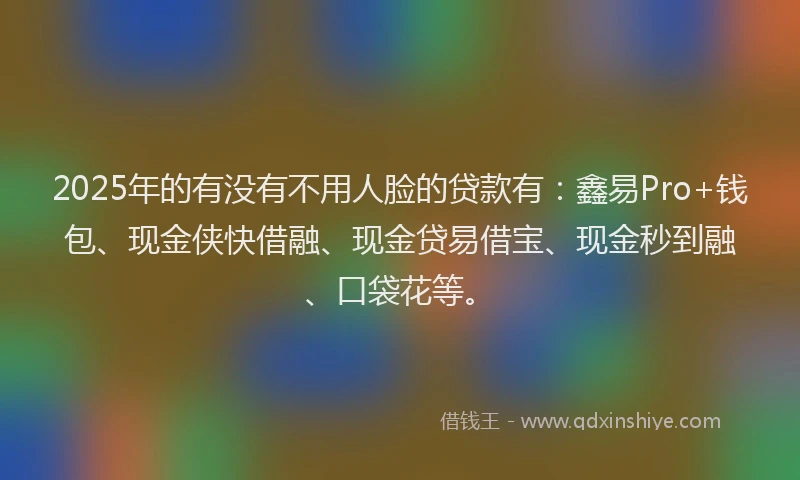2025年的有没有不用人脸的贷款有：鑫易Pro+钱包、现金侠快借融、现金贷易借宝、现金秒到融、口袋花等。