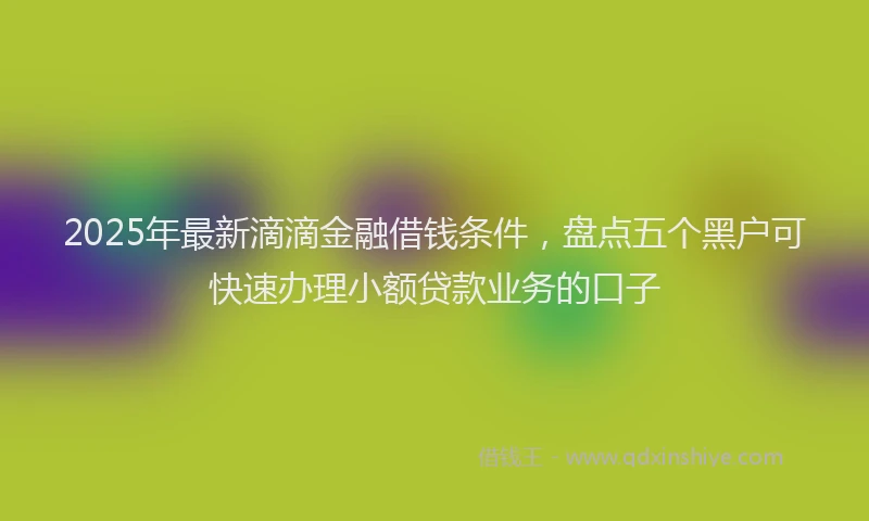 2025年最新滴滴金融借钱条件，盘点五个黑户可快速办理小额贷款业务的口子