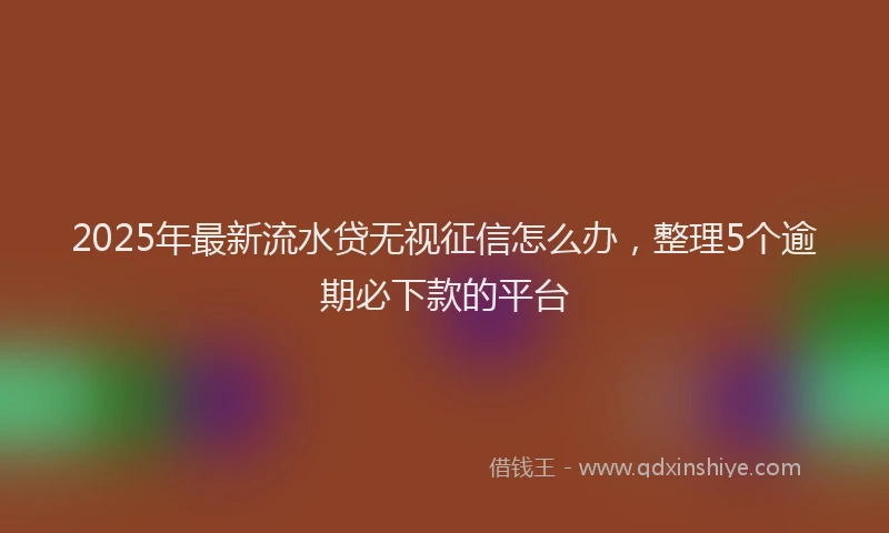 2025年最新流水贷无视征信怎么办，整理5个逾期必下款的平台
