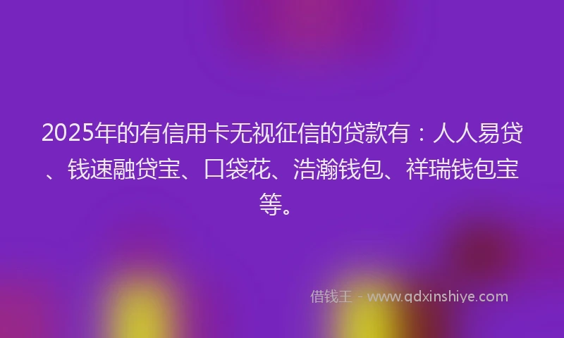 2025年的有信用卡无视征信的贷款有：人人易贷、钱速融贷宝、口袋花、浩瀚钱包、祥瑞钱包宝等。