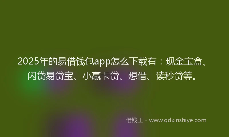 2025年的易借钱包app怎么下载有：现金宝盒、闪贷易贷宝、小赢卡贷、想借、读秒贷等。