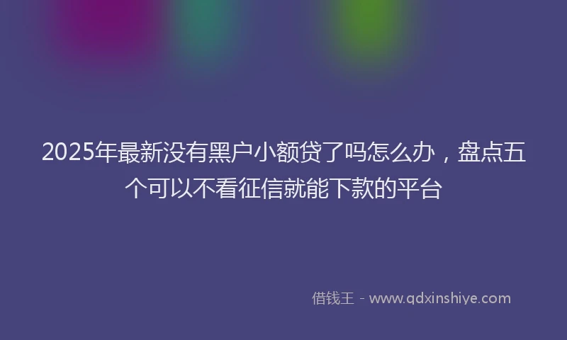 2025年最新没有黑户小额贷了吗怎么办，盘点五个可以不看征信就能下款的平台