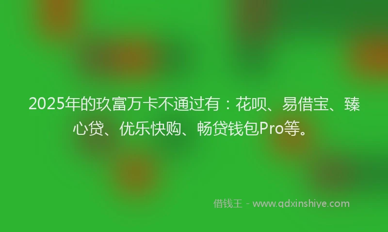 2025年的玖富万卡不通过有：花呗、易借宝、臻心贷、优乐快购、畅贷钱包Pro等。