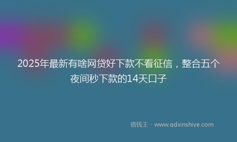 2025年最新有啥网贷好下款不看征信，整合五个夜间秒下款的14天口子