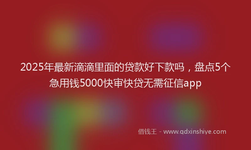 2025年最新滴滴里面的贷款好下款吗，盘点5个急用钱5000快审快贷无需征信app