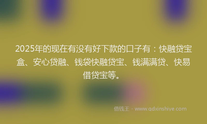 2025年的现在有没有好下款的口子有：快融贷宝盒、安心贷融、钱袋快融贷宝、钱满满贷、快易借贷宝等。