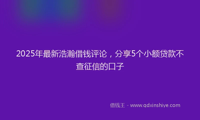 2025年最新浩瀚借钱评论，分享5个小额贷款不查征信的口子