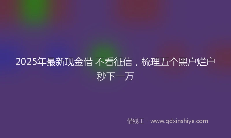 2025年最新现金借 不看征信，梳理五个黑户烂户秒下一万