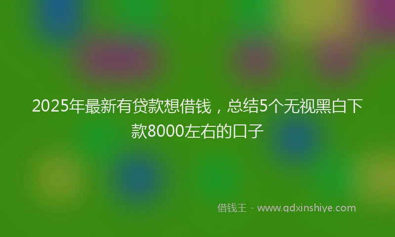 2025年最新有贷款想借钱，总结5个无视黑白下款8000左右的口子