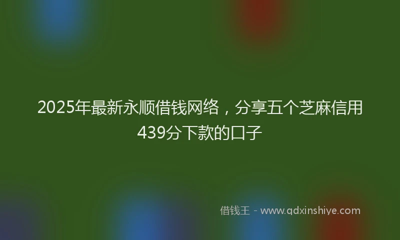 2025年最新永顺借钱网络，分享五个芝麻信用439分下款的口子