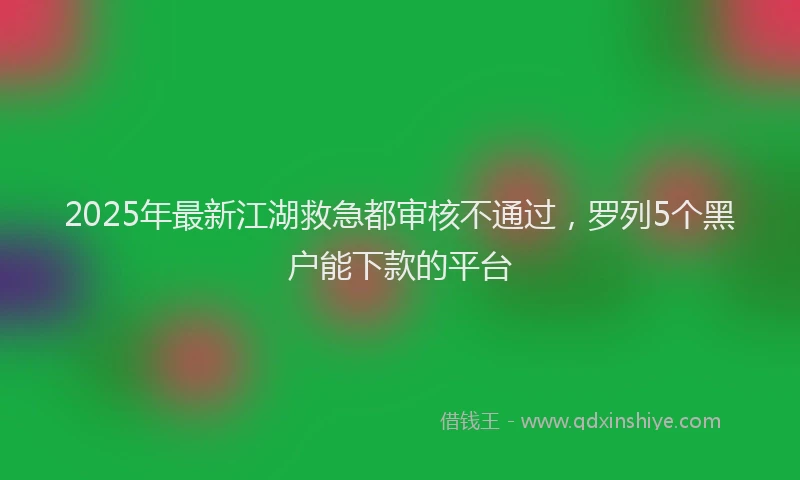 2025年最新江湖救急都审核不通过，罗列5个黑户能下款的平台