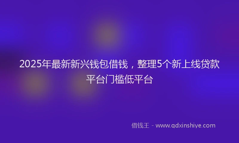 2025年最新新兴钱包借钱，整理5个新上线贷款平台门槛低平台
