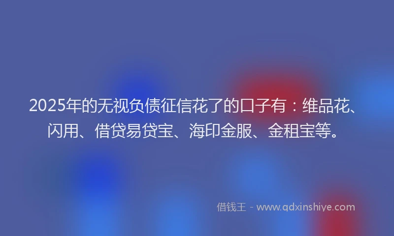 2025年的无视负债征信花了的口子有：维品花、闪用、借贷易贷宝、海印金服、金租宝等。
