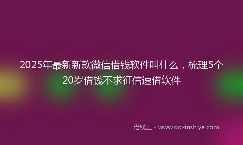 2025年最新新款微信借钱软件叫什么，梳理5个20岁借钱不求征信速借软件