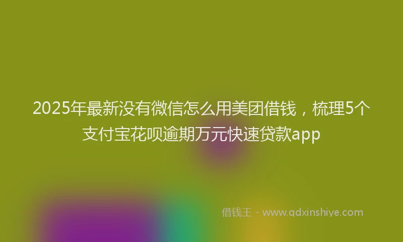 2025年最新没有微信怎么用美团借钱，梳理5个支付宝花呗逾期万元快速贷款app